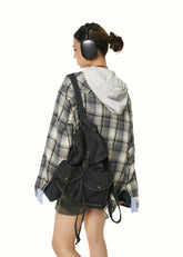 Fake Two-Piece Plaid Hoodie